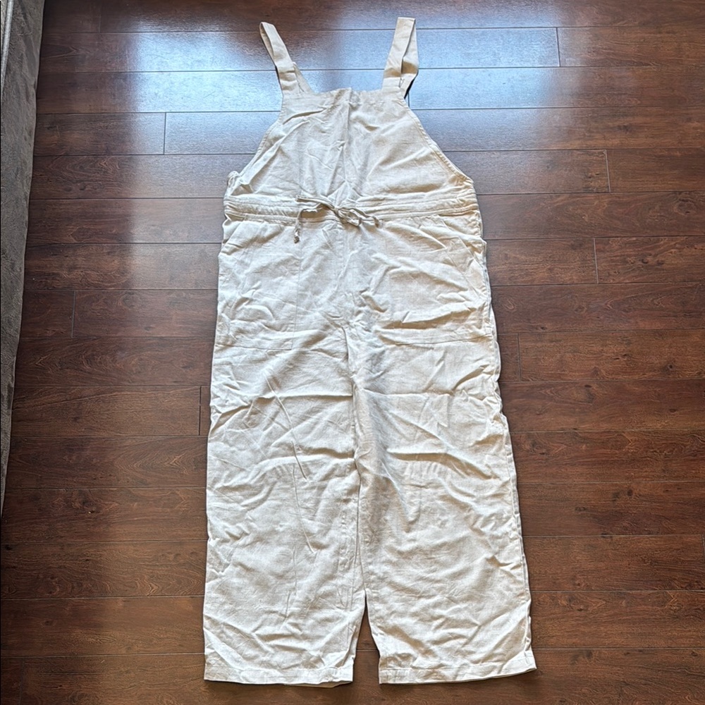 Simons Cream Linen Overalls
